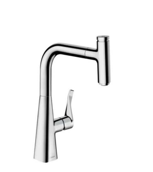 Drezová batéria Hansgrohe Metris Select M71 s vyťahovacou sprškou chróm 73802000