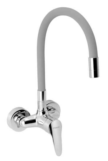 Drezová batéria Novaservis Titania Iris New so silikónovým ramienkom 100 mm striebrošedá-chróm 94484