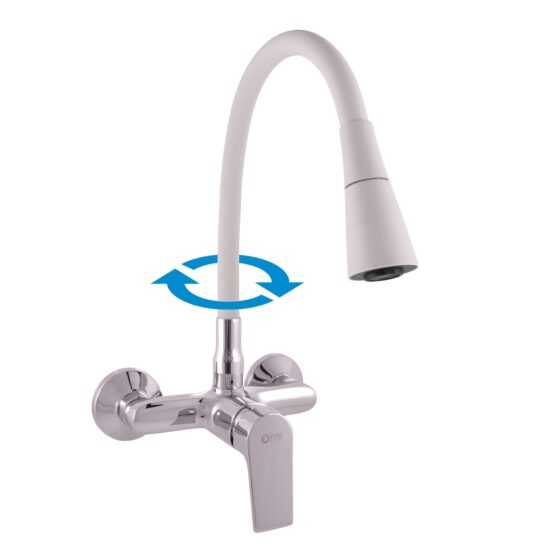 Drezová batéria RAV SLEZÁK COLORADO so silikónovým ramienkom 150 mm biela / chróm CO102.5/13S