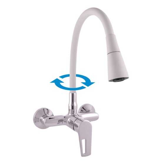 Drezová batéria RAV SLEZÁK COLORADO so silikónovým ramienkom 150 mm biela / chróm CO202.5/13S