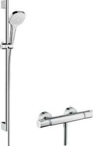 Sprchový systém Hansgrohe Raindance Select E na stěnu s termostatickou batériou biela/chróm 27082400