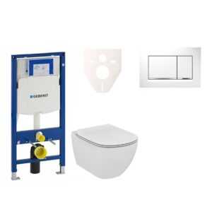 Závesný set WC Ideal Standard TESI Rimless + modul Geberit Duofix s tlačidlom Sigma 30 (biela/chróm lesk) 111.300.00.5 NE5