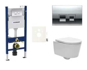 Závesný WC set Geberit do ľahkých stien / predstenová + WC SAT Brevis bez splachovacího okruhu/okraje SIKOGESBRED35