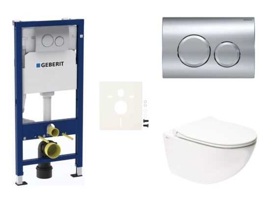 Závesný WC set Geberit do ľahkých stien / predstenová + WC SAT Infinitio bez splachovacího okruhu/okraje SIKOGESINFD20