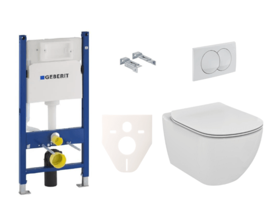 Závesný set WC TESI Ideal Standard + modul Geberit Duofix s tlačidlom Delta 20 biele SIKOGES5F0