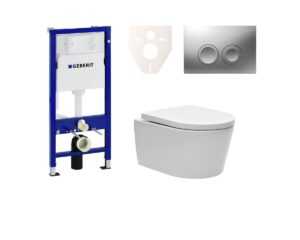 Cenovo zvýhodnený závesný WC set Geberit do ľahkých stien / predstenová montáž + WC SAT Brevis SIKOGES6W3