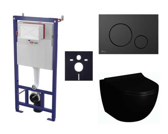 Cenovo zvýhodnený závesný WC set SAT do ľahkých stien / predstenová montáž + WC Vitra Sento SIKOSSSENBL68K