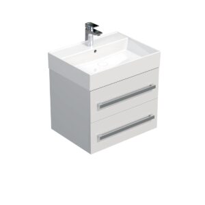 Kúpeľňová skrinka s umývadlom Naturel Cube Way 60x53x46 cm biely lesk CUBE46602BISAT